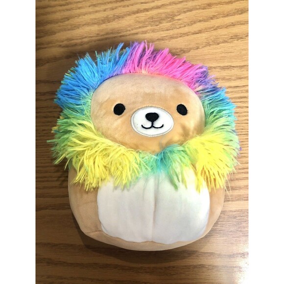 Squishmallow Kellytoy 8” Squishy Soft Plush Toy Leonard the Rainbow Mane Lion - Picture 1 of 6